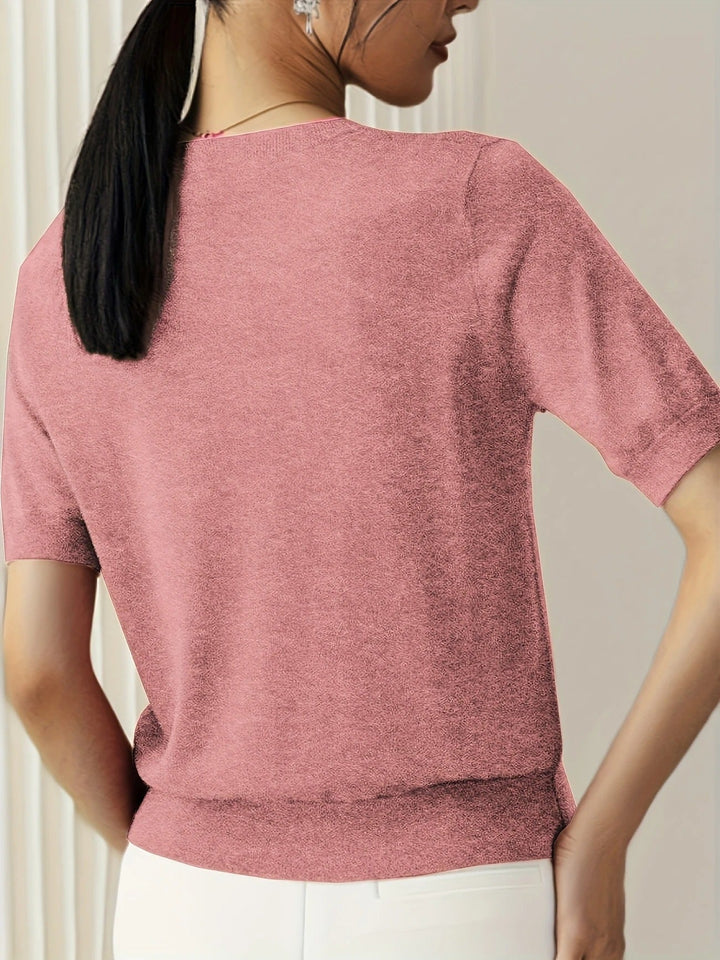 Women's Knit Short Sleeve Crew Neck T-Shirt