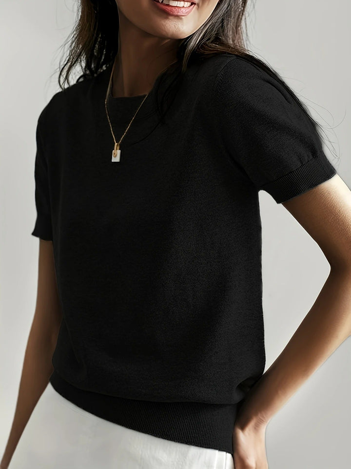 Women's Knit Short Sleeve Crew Neck T-Shirt