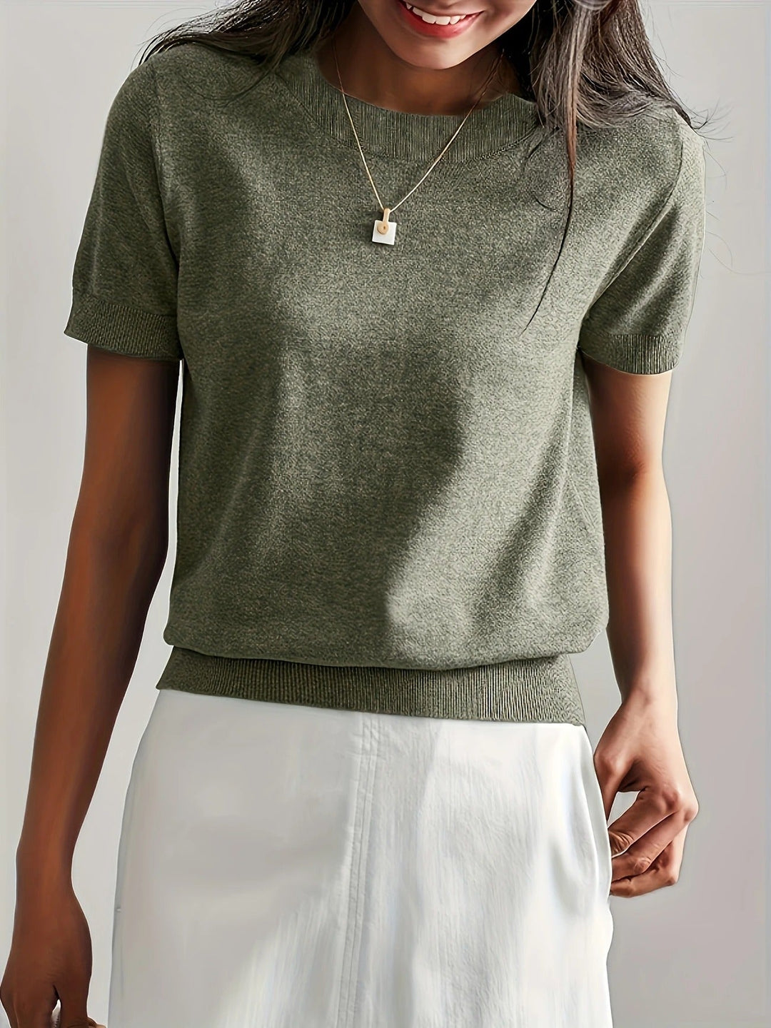 Women's Knit Short Sleeve Crew Neck T-Shirt