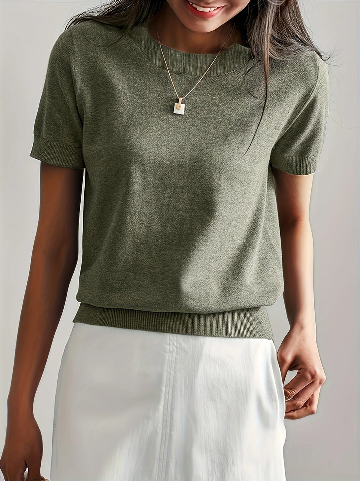Women's Knit Short Sleeve Crew Neck T-Shirt