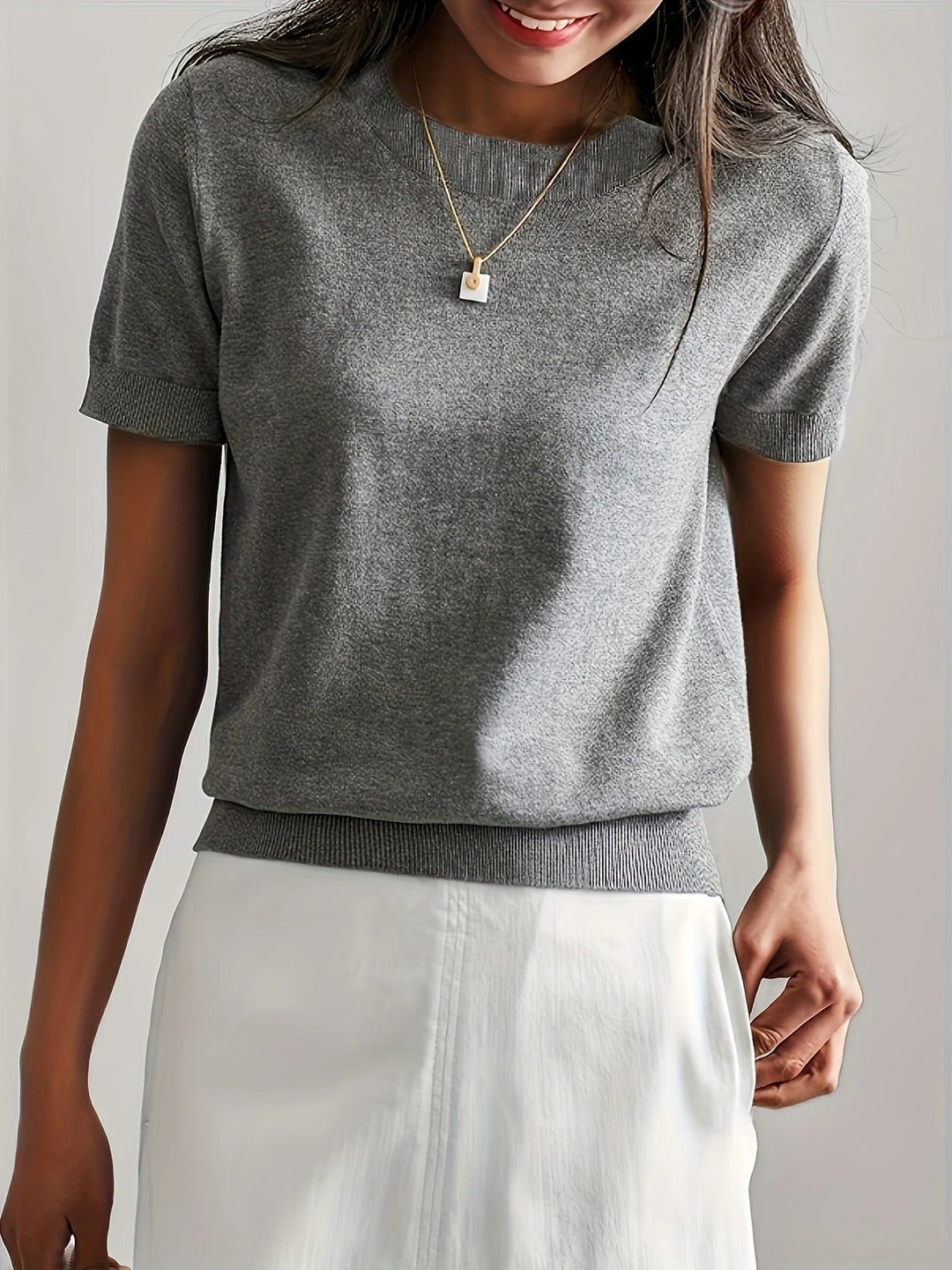 Women's Knit Short Sleeve Crew Neck T-Shirt