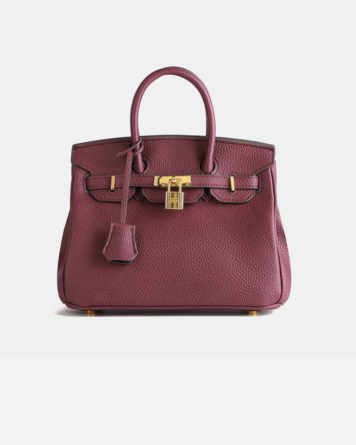 Women's Leather Structured Top Handle Satchel Handbag