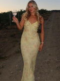 Women's Chiffon Floral Print Sleeveless V-Neck Maxi Slip Dress