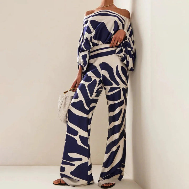 Women's Knit Off-the-Shoulder Wide Leg Two Piece Set