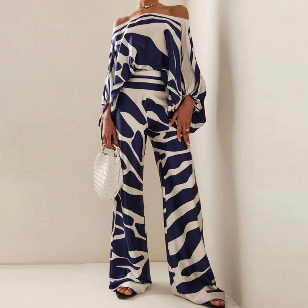 Women's Knit Off-the-Shoulder Wide Leg Two Piece Set