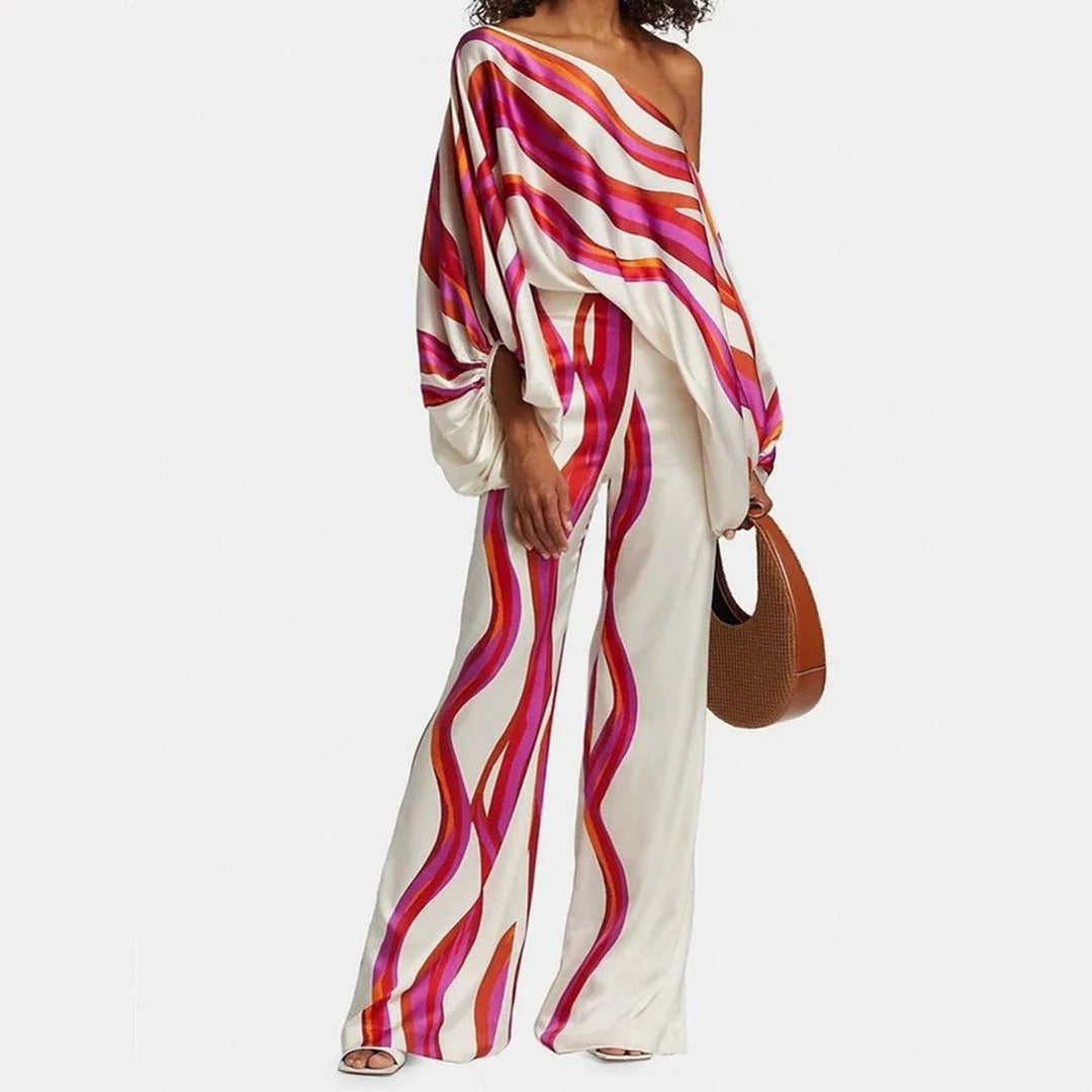Women's Knit Off-the-Shoulder Wide Leg Two Piece Set