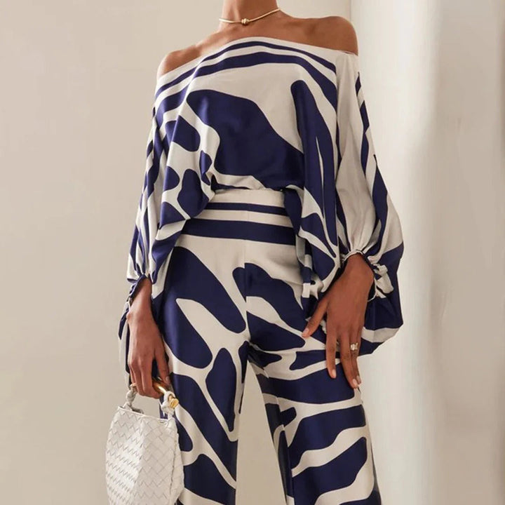 Women's Knit Off-the-Shoulder Wide Leg Two Piece Set