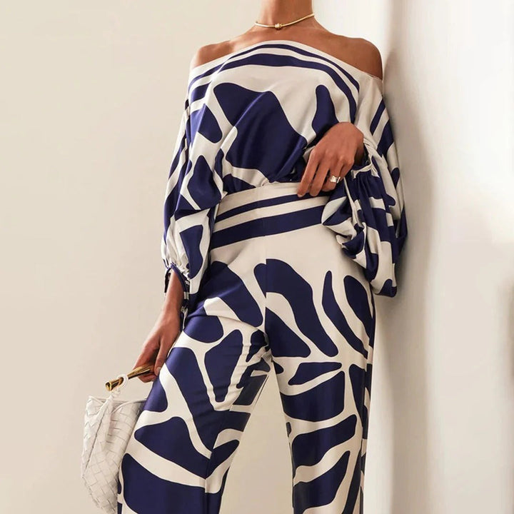 Women's Knit Off-the-Shoulder Wide Leg Two Piece Set