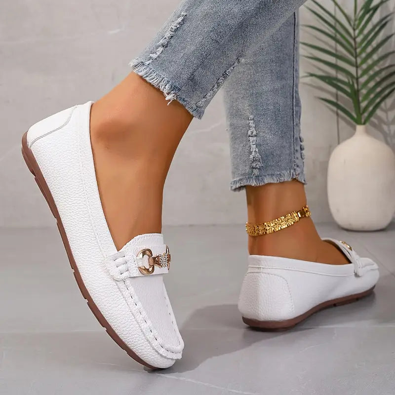 Γυναικεία Δερμάτινα Loafers Moccasins με Εύκολη Φόρμα, Καθημερινά Πλατφόρμες Παπούτσια