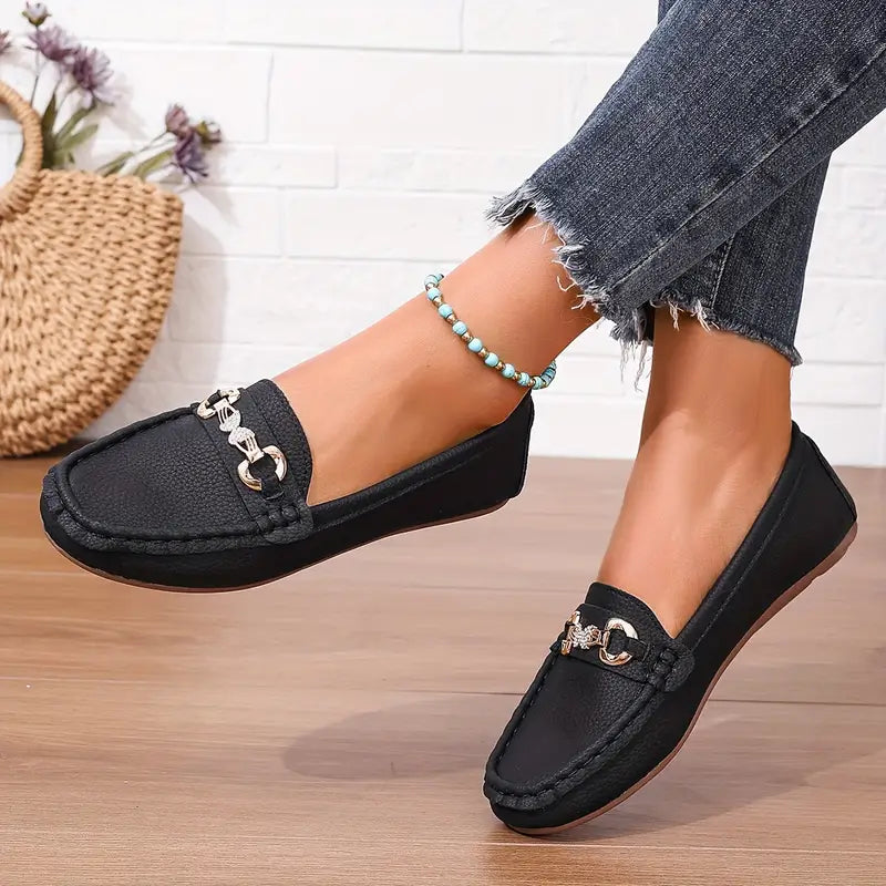 Γυναικεία Δερμάτινα Loafers Moccasins με Εύκολη Φόρμα, Καθημερινά Πλατφόρμες Παπούτσια