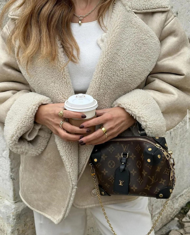 Women's Oversized Shearling Lined Faux Leather Jacket