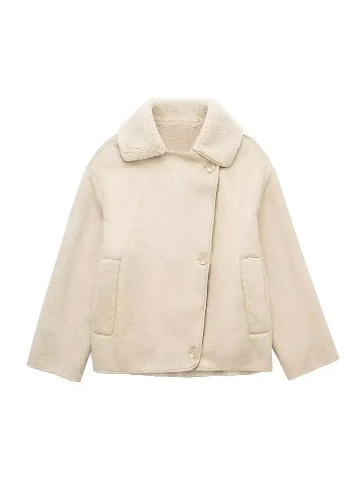 Women's Oversized Shearling Lined Faux Leather Jacket
