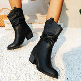 Women's Leather Slouch Ankle Western Boots