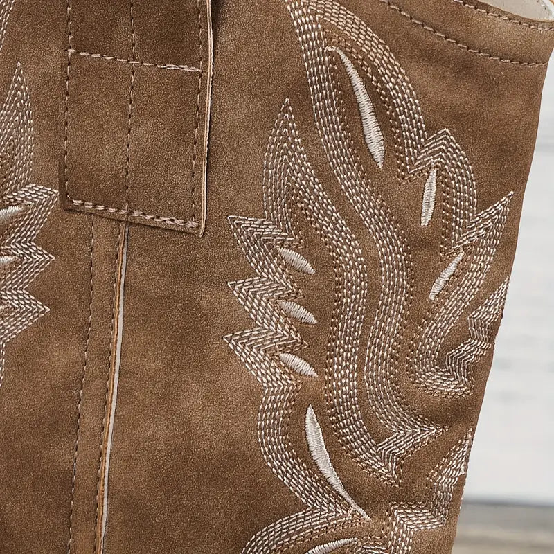 Women's Leather Performance Mid-Calf Embroidered Western Boots