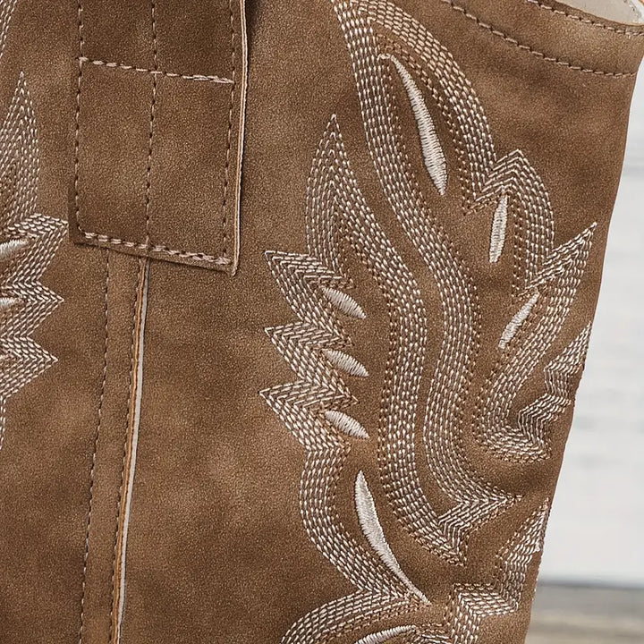Women's Leather Performance Mid-Calf Embroidered Western Boots