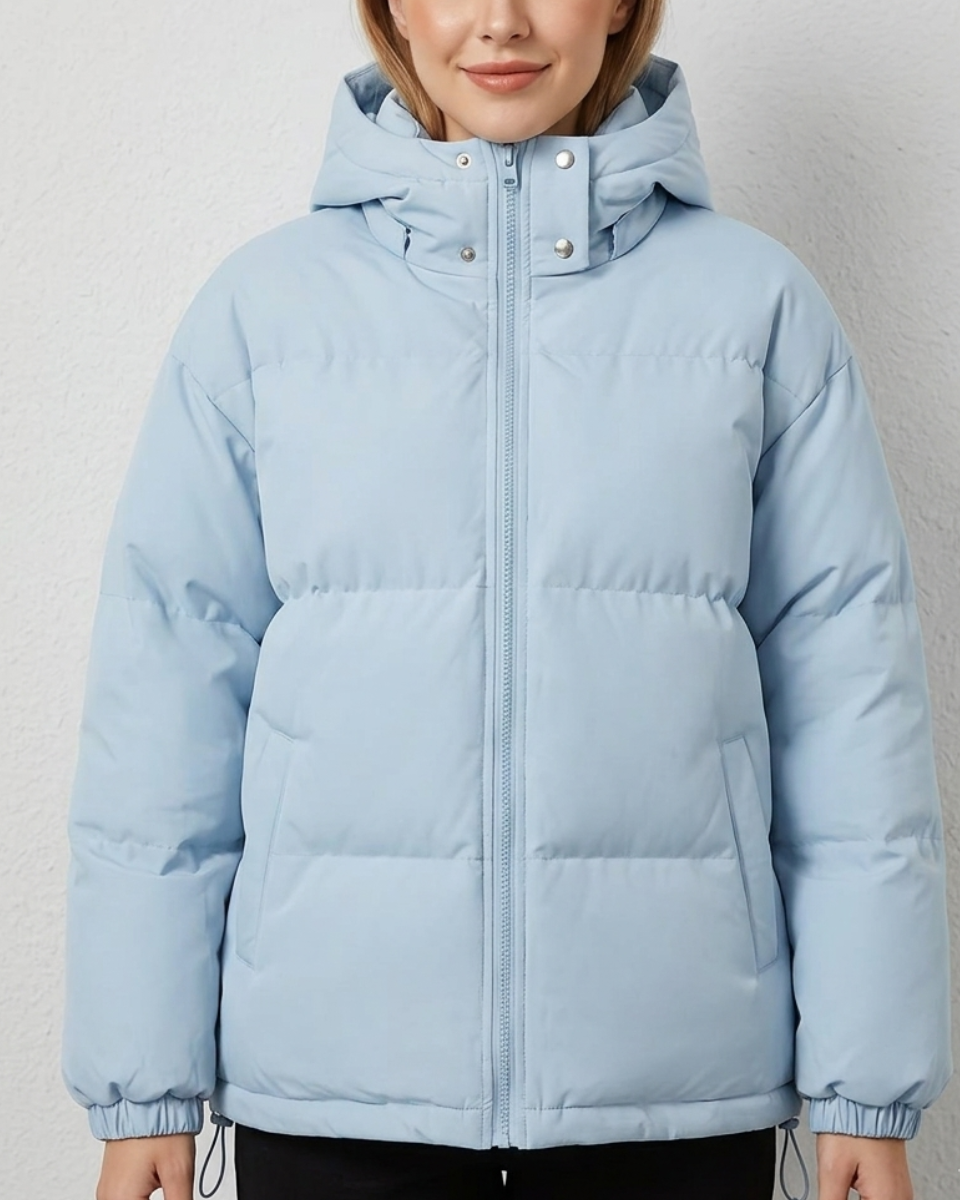 Women's Puffer Jacket Fleece Hooded Coat