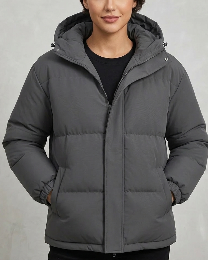 Women's Puffer Jacket Fleece Hooded Coat