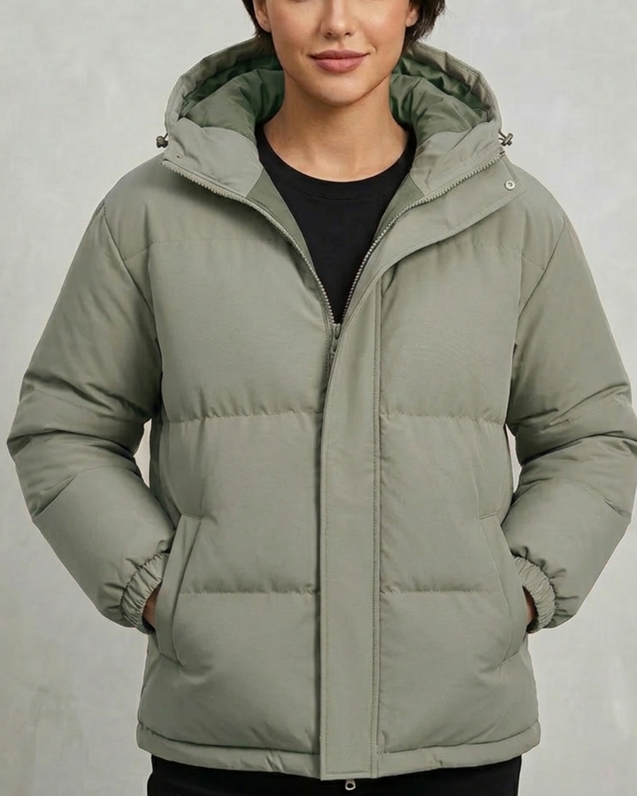 Women's Puffer Jacket Fleece Hooded Coat