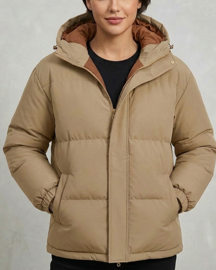 Women's Puffer Jacket Fleece Hooded Coat
