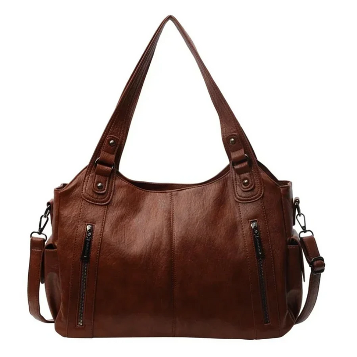 Women's Shoulder Bag Leather Zipper Detail Handbag