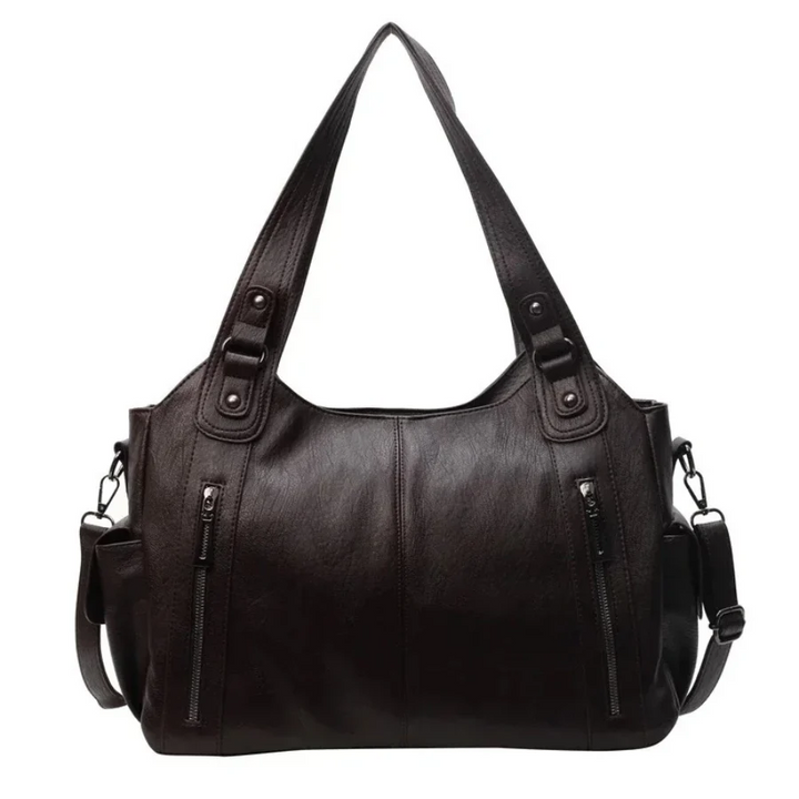 Women's Shoulder Bag Leather Zipper Detail Handbag