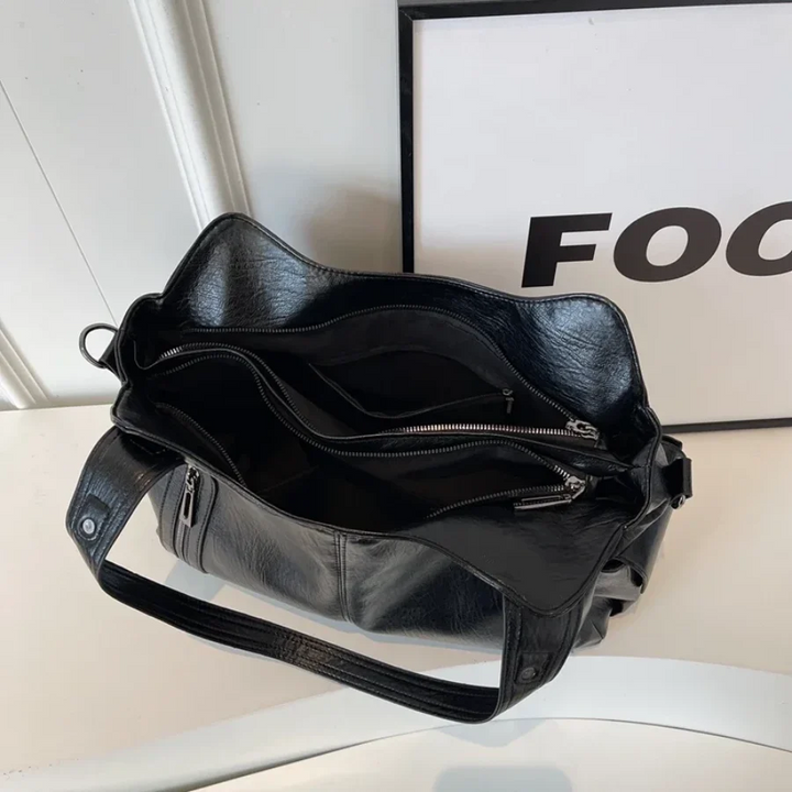 Women's Shoulder Bag Leather Zipper Detail Handbag