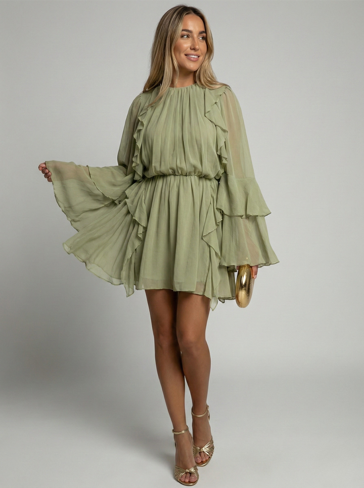 Women's Mini Dress Chiffon Long Sleeve Party Dress