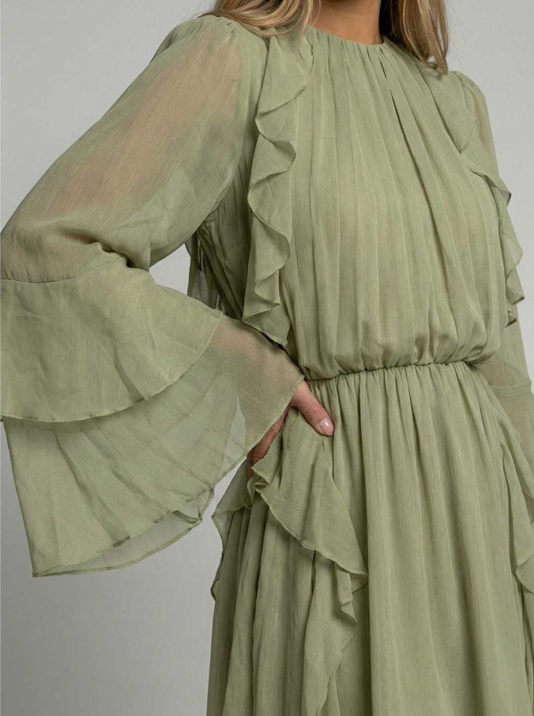 Women's Mini Dress Chiffon Long Sleeve Party Dress
