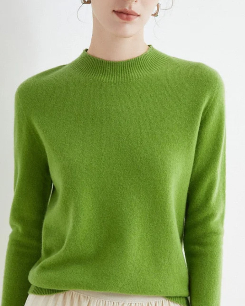 Mock Neck Sweater Women Merino Wool Knit Long Sleeve Pullover Top