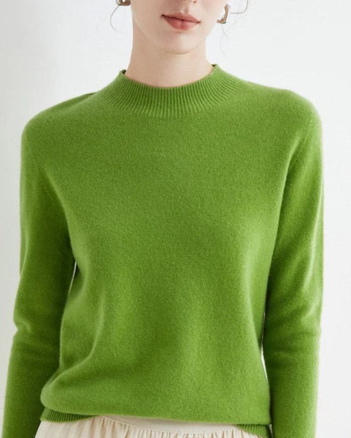 Mock Neck Sweater Women Merino Wool Knit Long Sleeve Pullover Top