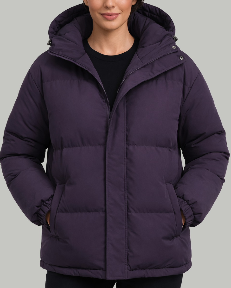 Women's Puffer Jacket Fleece Hooded Coat