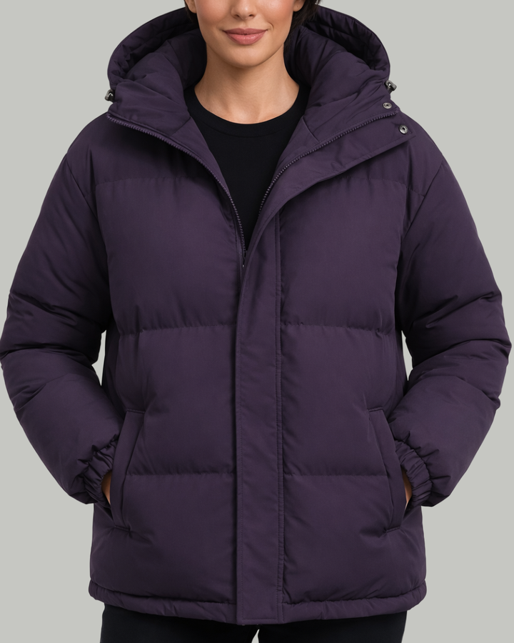 Women's Puffer Jacket Fleece Hooded Coat