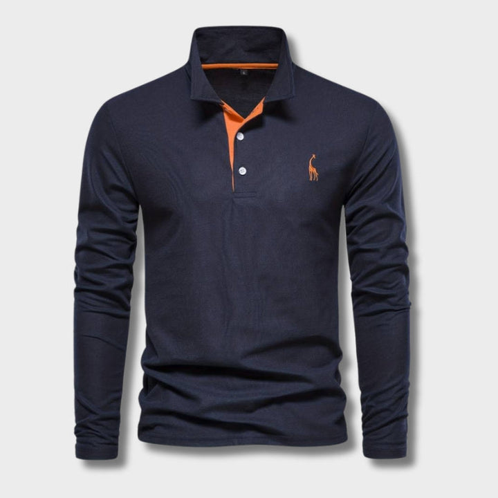 Men's Long Sleeve Polo Shirt Merino Wool Blend Knit Slim Fit