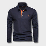 Men's Long Sleeve Polo Shirt Merino Wool Blend Knit Slim Fit