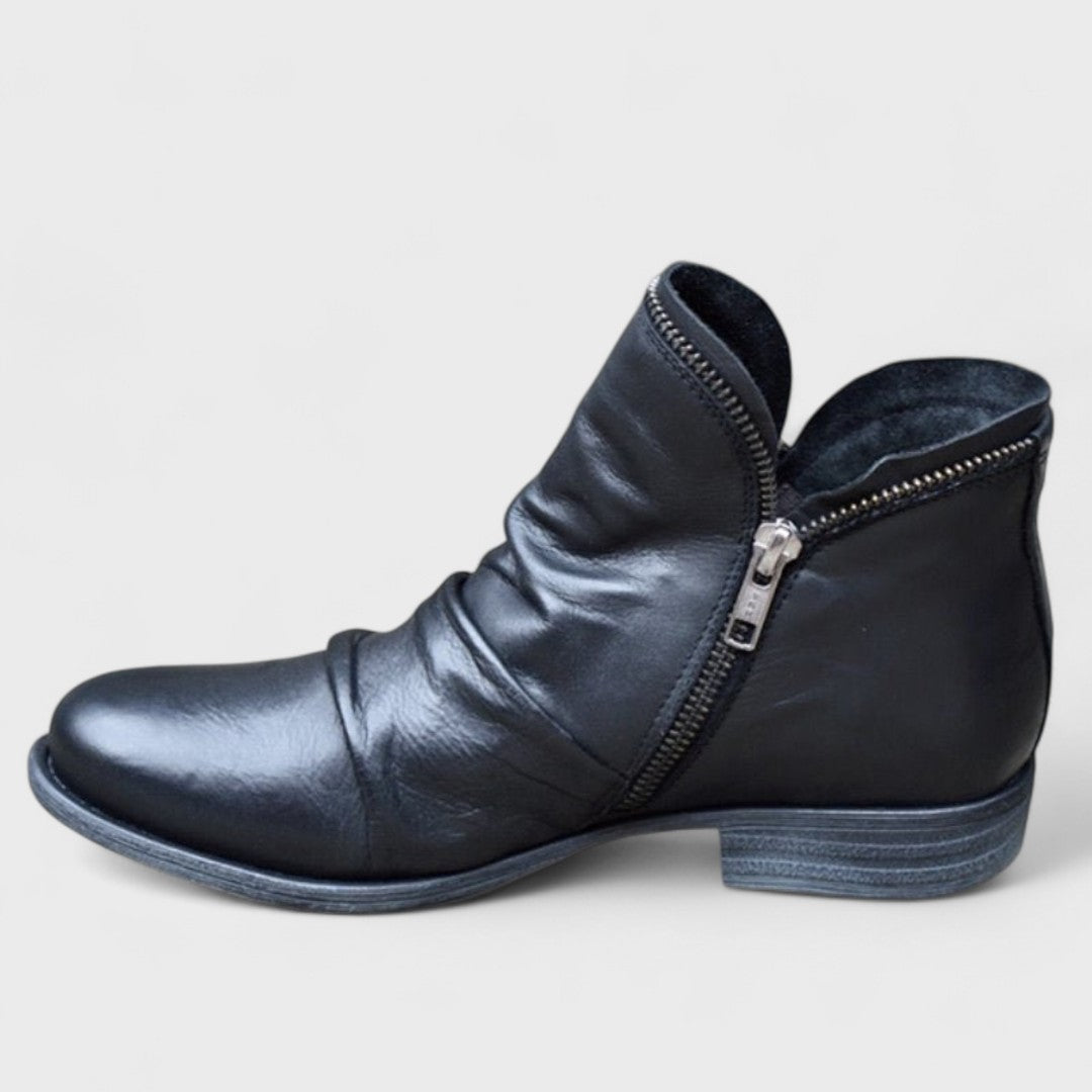 Women's Leather Ankle Boots Flat Comfy Casual Walking Shoes