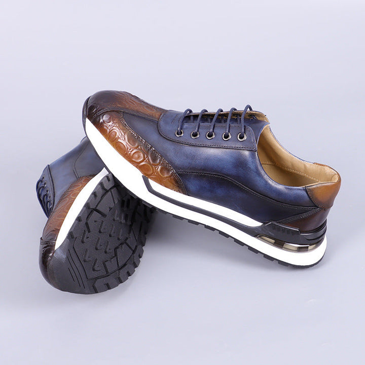 Men's Textured Leather Lace-Up Sneakers