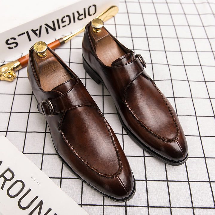 Men's Leather Single Monk Shoes