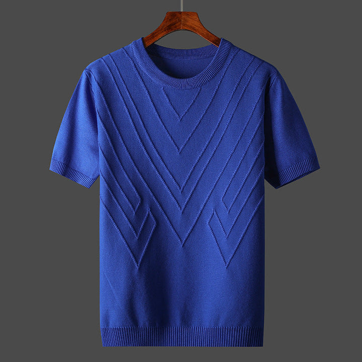 Men's Short Sleeve Knit Crew Neck Top