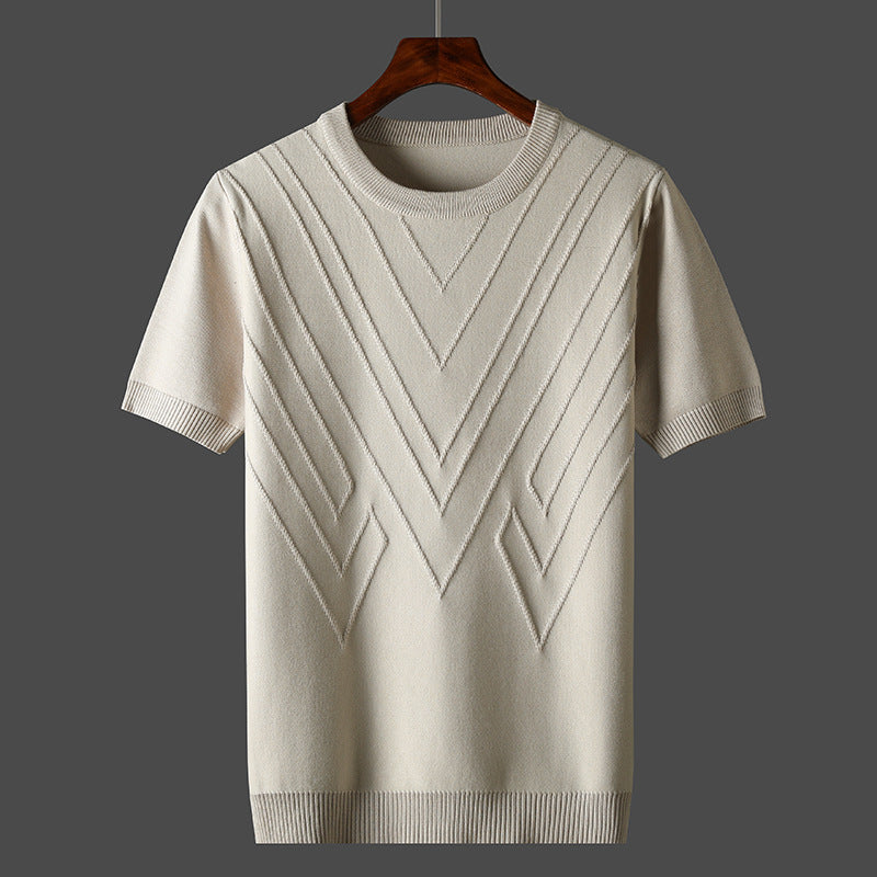 Men's Short Sleeve Knit Crew Neck Top