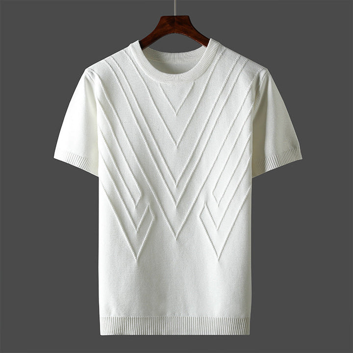 Men's Knit Geometric Textured Short Sleeve T-Shirt
