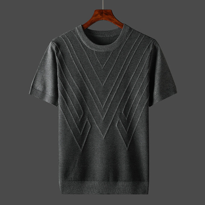 Men's Knit Geometric Textured Short Sleeve T-Shirt
