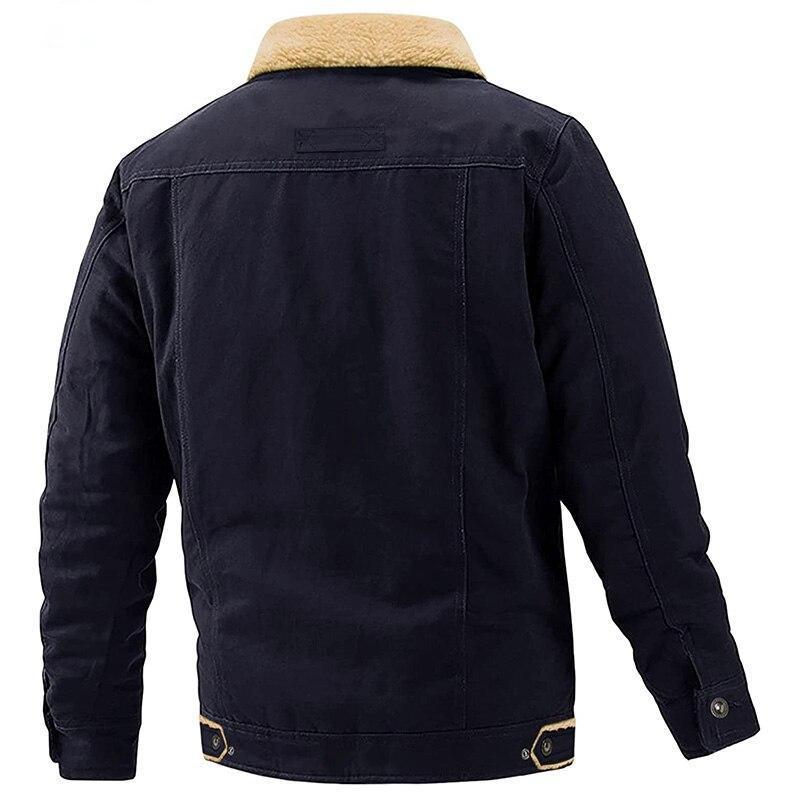 Men's Fleece Lined Canvas Cargo Work Jacket