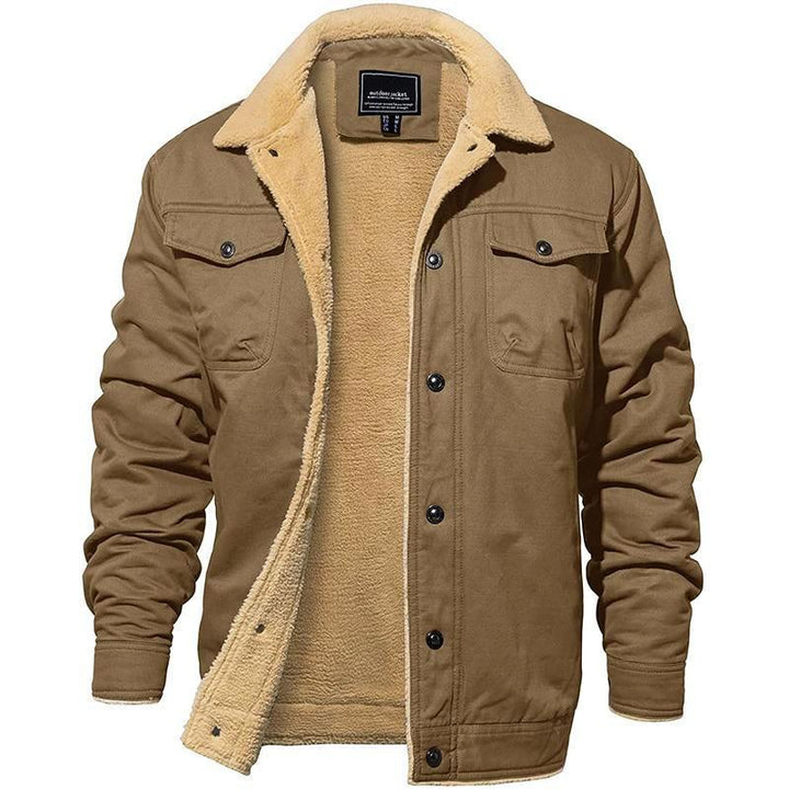 Men's Fleece Lined Canvas Cargo Work Jacket