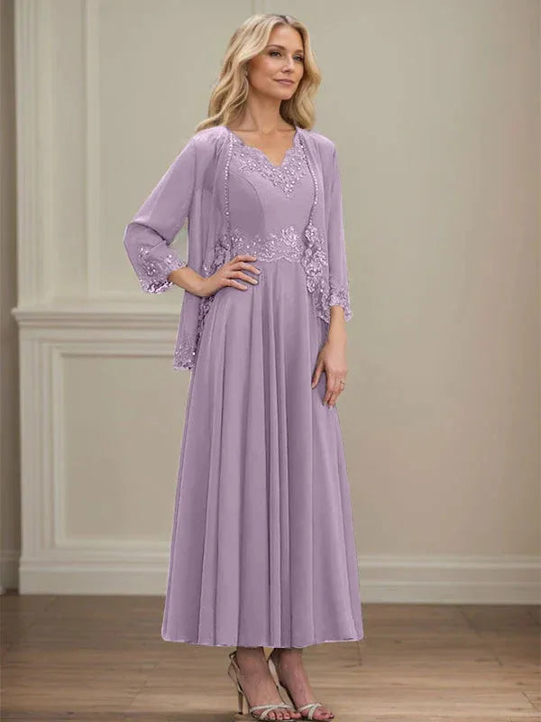 Women's Chiffon Evening Dress with Jacket