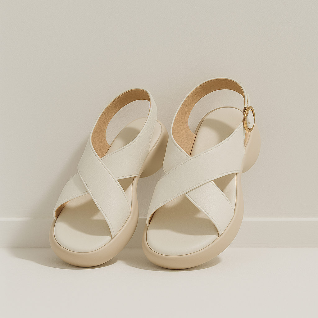Sandales plates à brides en cuir pour femmes