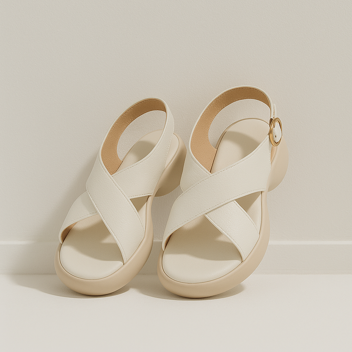 Sandales plates à brides en cuir pour femmes
