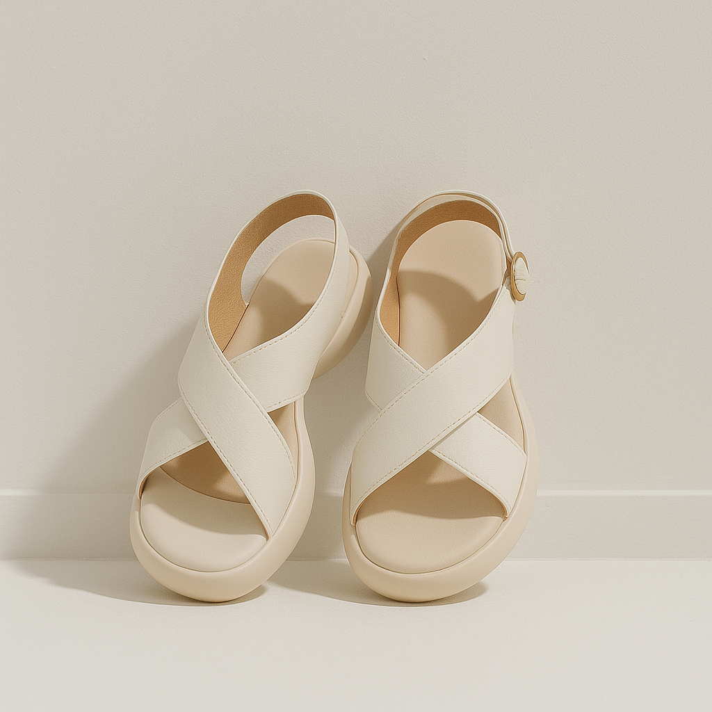 Sandales plates à brides en cuir pour femmes