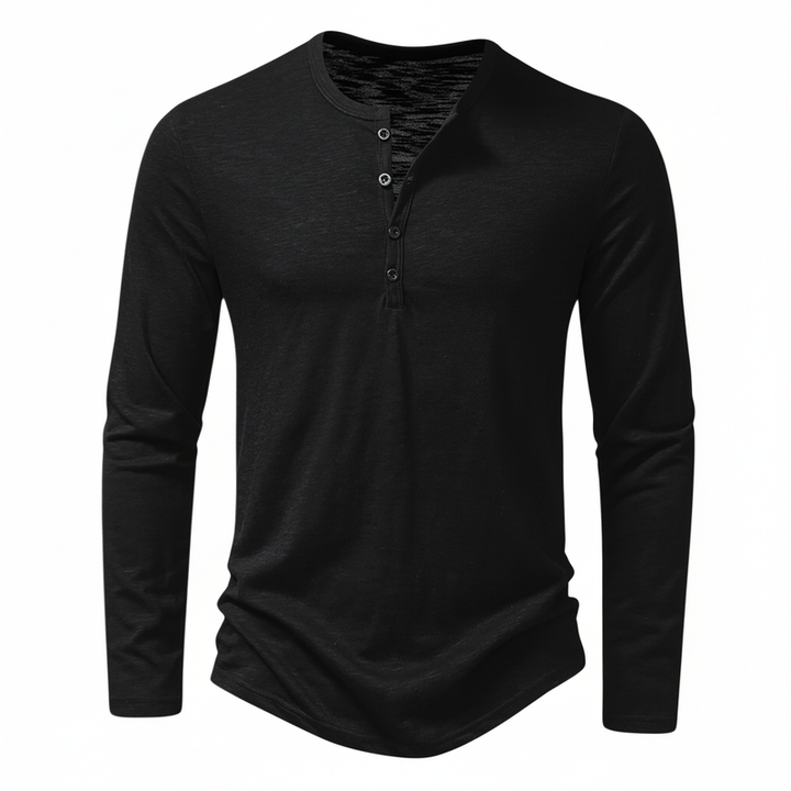 Pánské pletené henley tričko s knoflíky u výstřihu