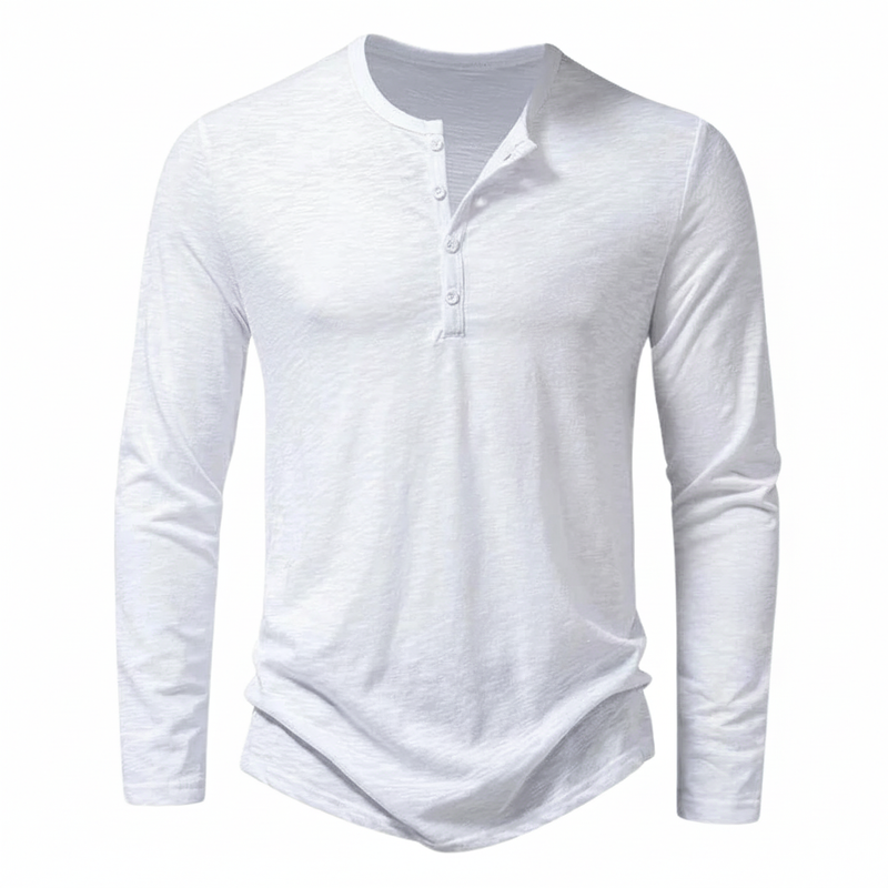 Pánské pletené henley tričko s knoflíky u výstřihu