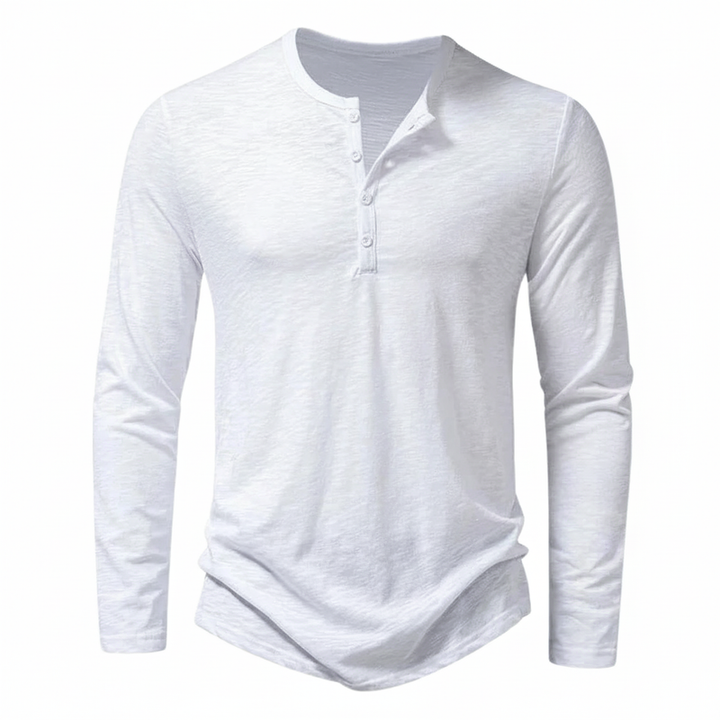 Pánské pletené henley tričko s knoflíky u výstřihu